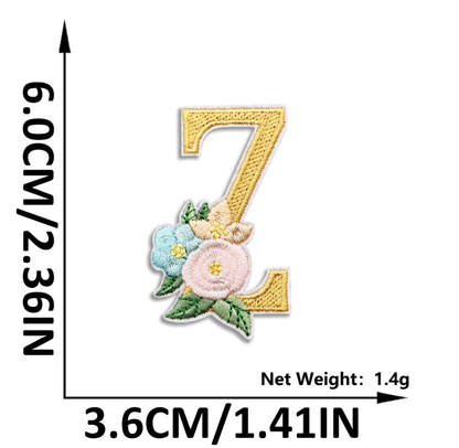 26PCS Iron On Letters with Flowers, Iron On Patches Embroidery Letter DIY Craft