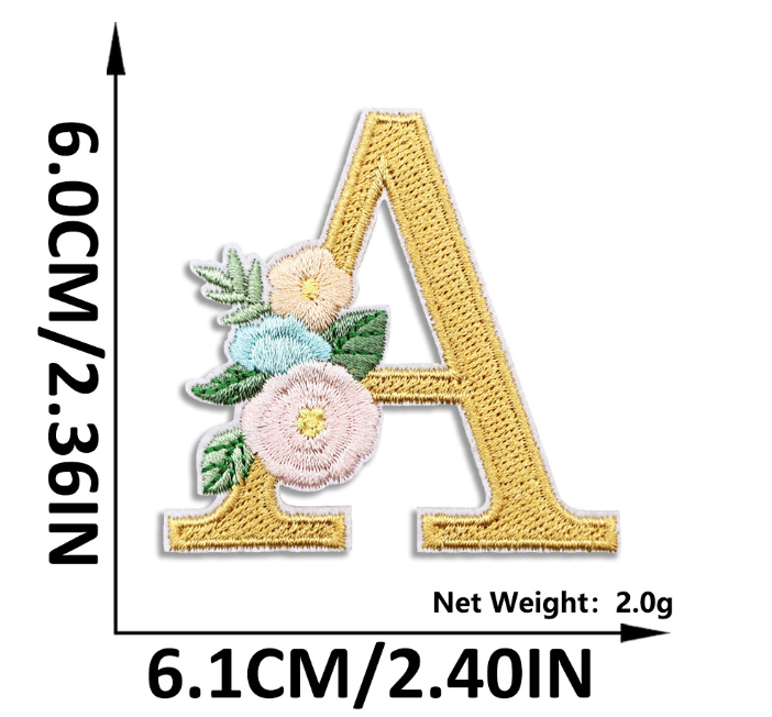 26PCS Iron On Letters with Flowers, Iron On Patches Embroidery Letter DIY Craft