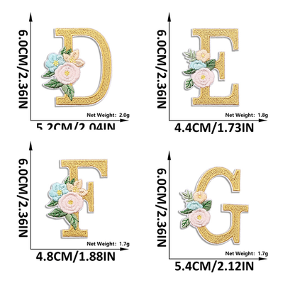 26PCS Iron On Letters with Flowers, Iron On Patches Embroidery Letter DIY Craft