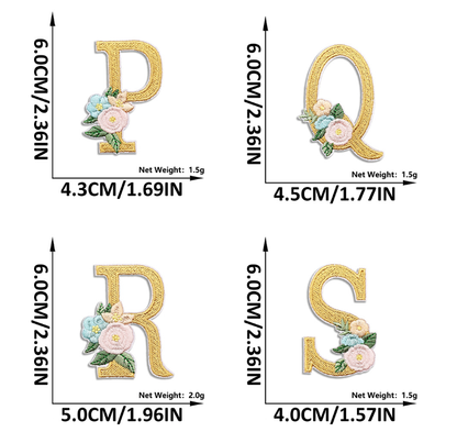 26PCS Iron On Letters with Flowers, Iron On Patches Embroidery Letter DIY Craft