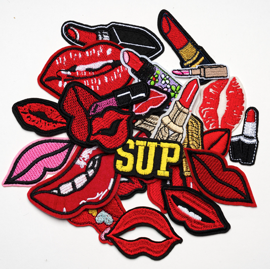 25pc Mouth Kiss Patches Lips Iron on Patches Stickers Sew on Patches for Clothes