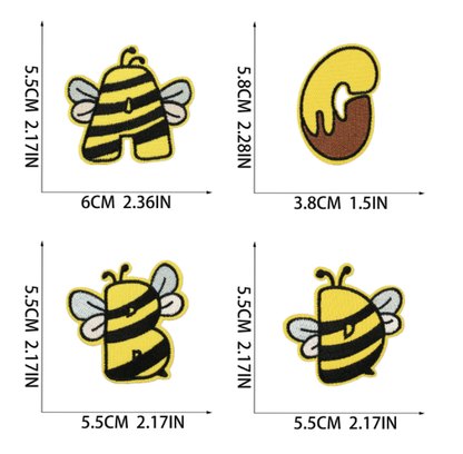 26PC Bee Elements Embroidered Patches 26-Letter Sew On/Iron On Patch Appliques