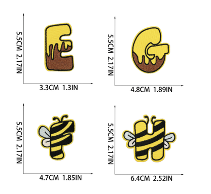 26PC Bee Elements Embroidered Patches 26-Letter Sew On/Iron On Patch Appliques