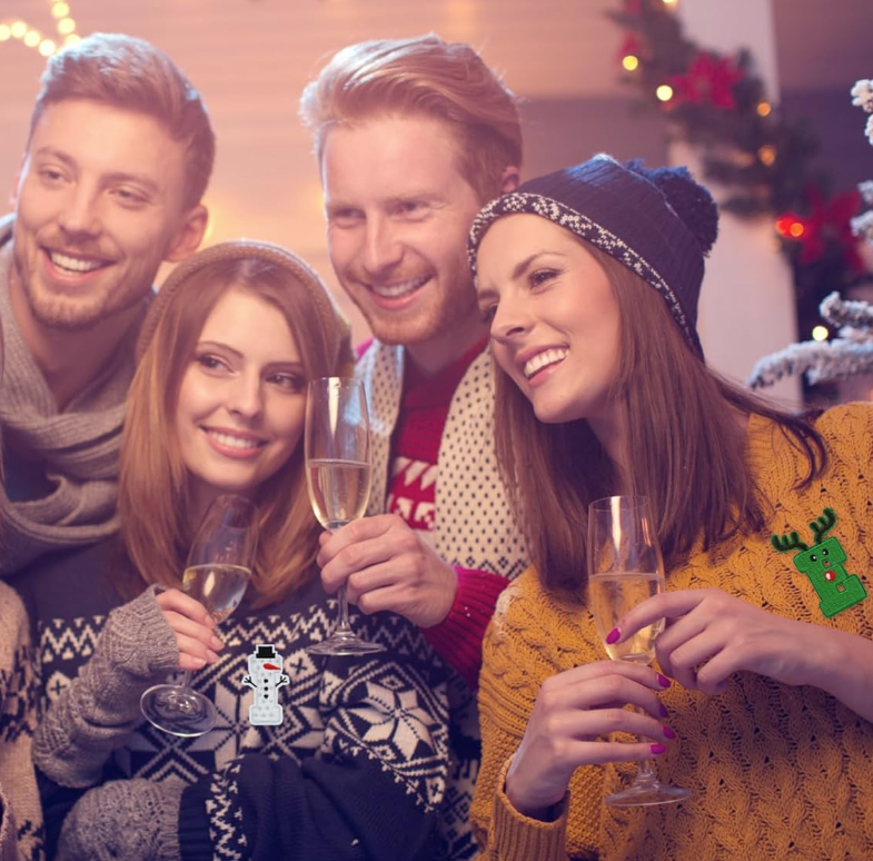 26Pcs Red Christmas Iron on Patches, 26 Letters with Red Christmas Hats, A-Z