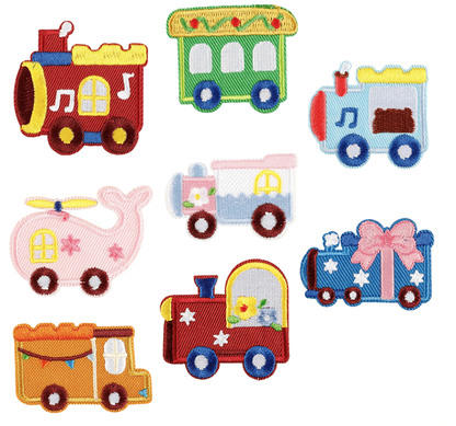 8 pcs Car Train Patches Iron on/Sew on Patches Stickers Patches for Clothes