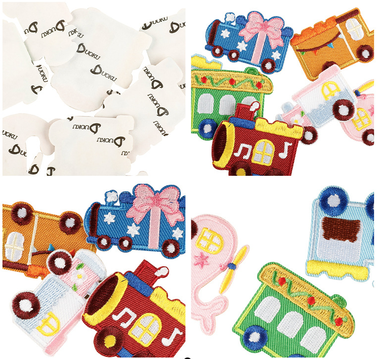 8 pcs Car Train Patches Iron on/Sew on Patches Stickers Patches for Clothes