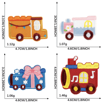 8 pcs Car Train Patches Iron on/Sew on Patches Stickers Patches for Clothes