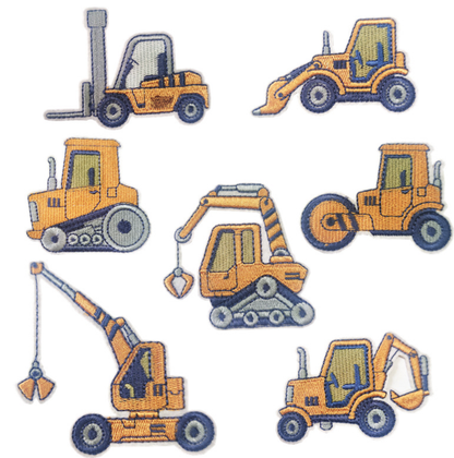 7pcs Construction Vehicle Patch Kit, Iron-On/Sew-On Patches for Clothing