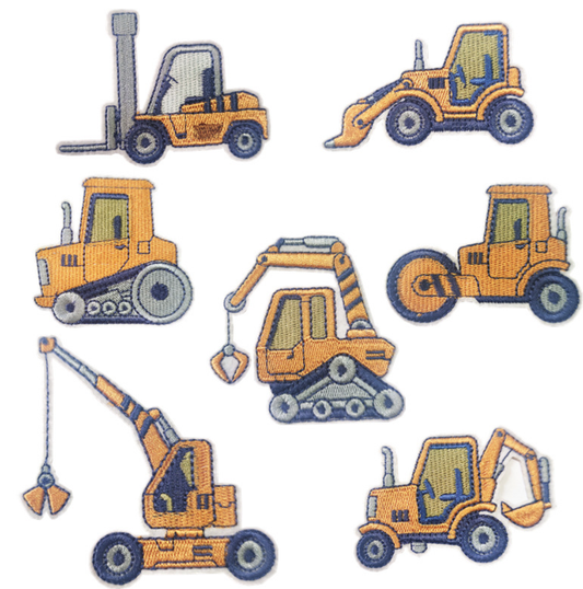 7pcs Construction Vehicle Patch Kit, Iron-On/Sew-On Patches for Clothing