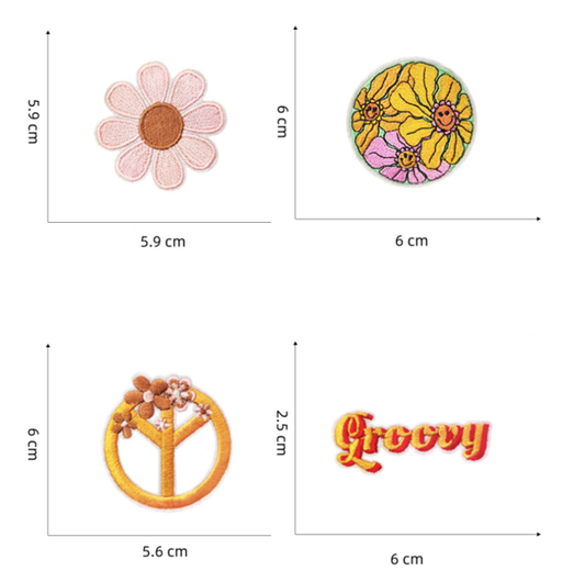 16pc Pink Yellow Iron on Patches, Sew on Embroidered for Clothes, Jeans, Hats