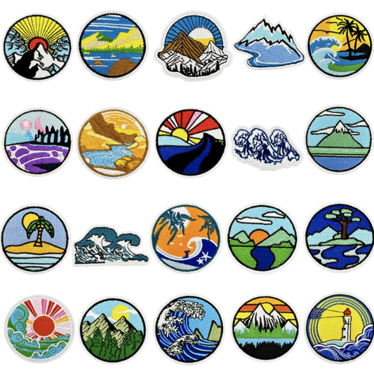 20 PCS Outdoor Round Camper Patch - Outdoor Good Vibes Hook and Loop