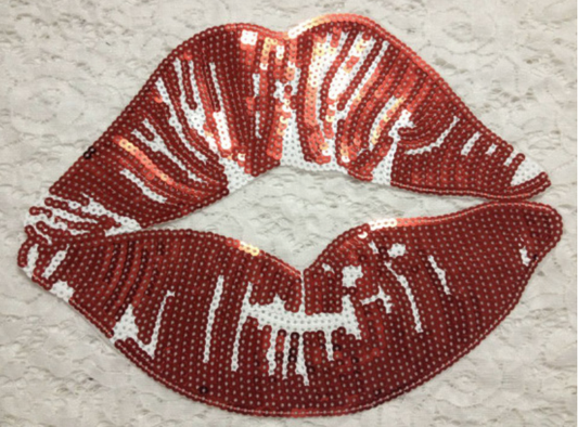 Large Lipstick P with Sequins - Sew on Patches Stickers