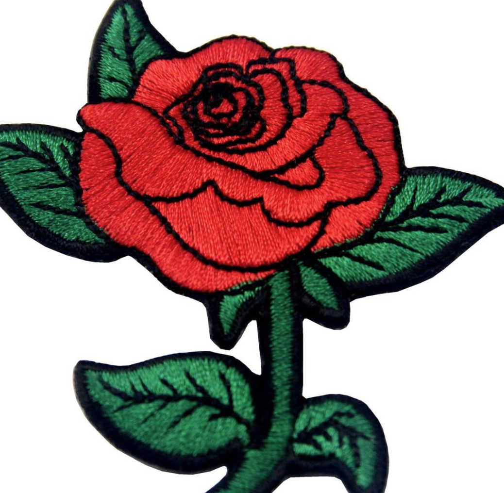 Red Rose Embroidered Badge Iron On Sew On Patch Clothing Applique Patches