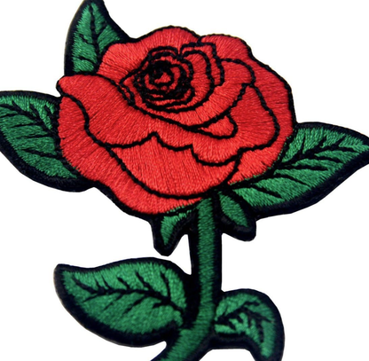 Red Rose Embroidered Badge Iron On Sew On Patch Clothing Applique Patches