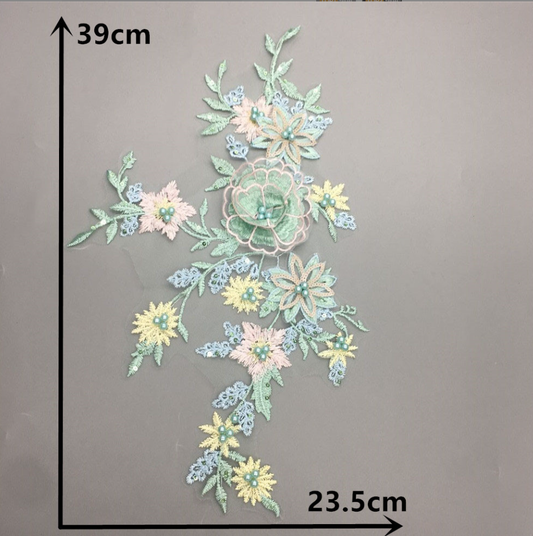 3D Flowers Embroidered Neckline Lace Collar Trim Sew Patch Applique Corsage UK
