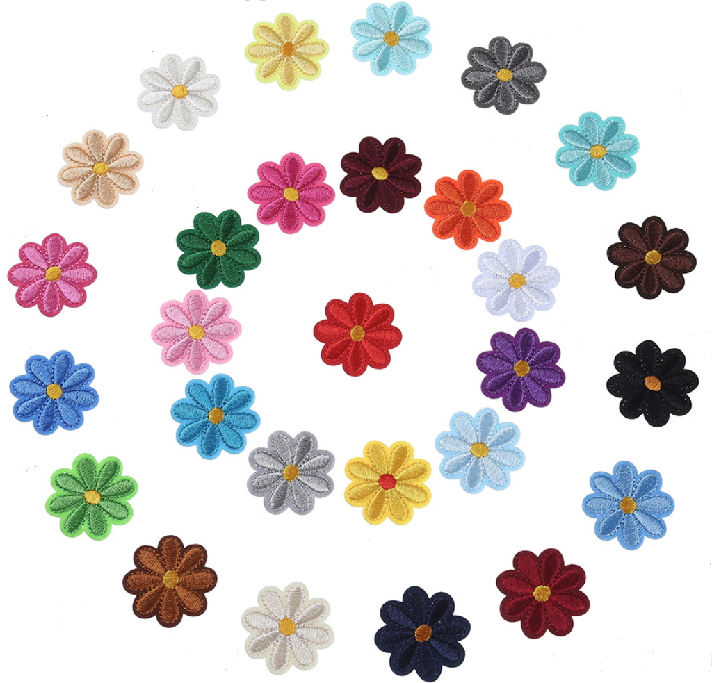 28Pcs Daisy Flower Iron On Patches for Clothing Applique Patches for Clothe