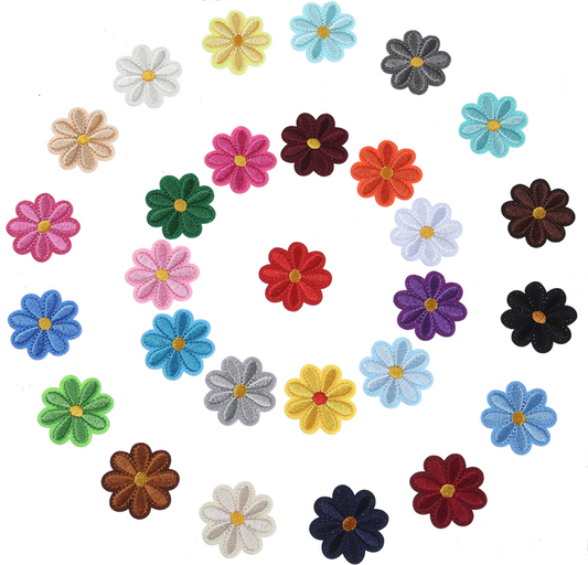 28Pcs Daisy Flower Iron On Patches for Clothing Applique Patches for Clothe