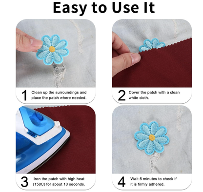 28Pcs Daisy Flower Iron On Patches for Clothing Applique Patches for Clothe