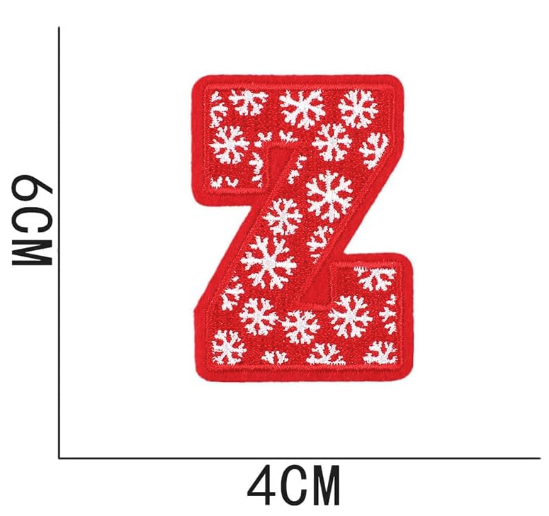 26Pcs Red Christmas Iron on Patches, 26 Letters with Red Christmas Hats, A-Z