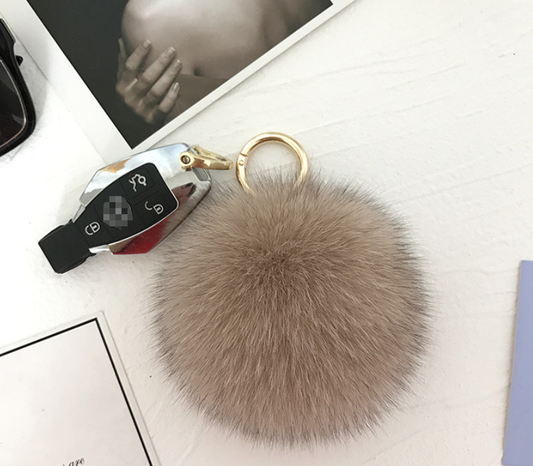 Large Cute Pom Pom Fluffy Keychain Keyring Key Chain Ring Bag Charm UK