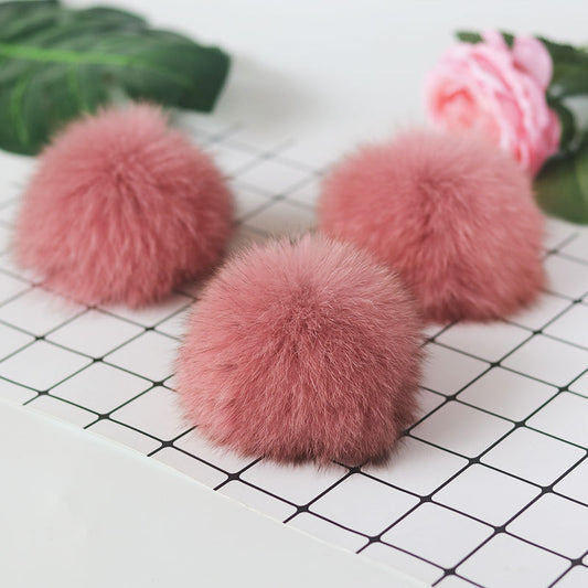 8cm Faux Rabbit Fur Pom Pom Soft Fluffy Bag Charm Pink Gift