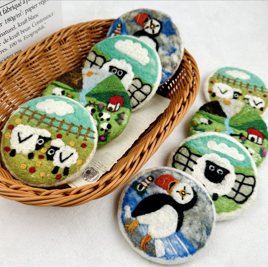 Wool Cut Table Coasters, Felt Coasters, Handmade Felt Coasters
