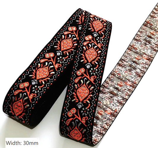 1m Webbing Strap 30mm Width Jacquard Webbing Ribbon Embroidery Polyester Straps