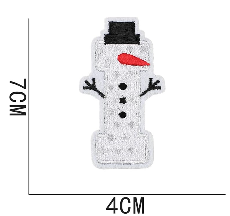 26Pcs Red Christmas Iron on Patches, 26 Letters with Red Christmas Hats, A-Z